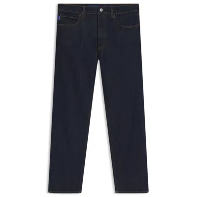 Hugo Boss Regular-fit Jeans In Faded Dark-blue Denim
