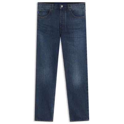 Hugo Boss Regular-fit Jeans In Faded Dark-blue Denim
