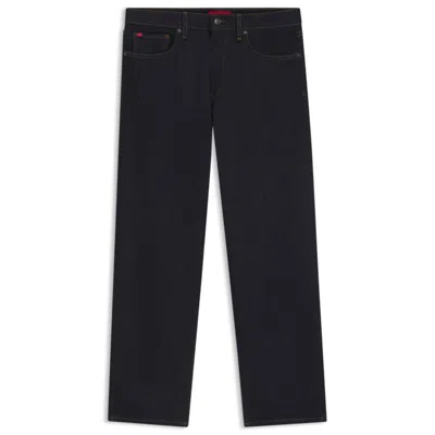 Hugo Boss Regular-fit Jeans In Faded Dark-blue Denim