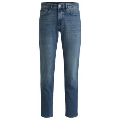 HUGO BOSS REGULAR-FIT JEANS IN MID-BLUE COMFORT-STRETCH DENIM