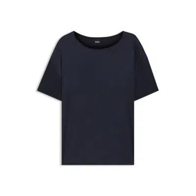 Hugo Boss Regular-fit Jersey Top With Stretch-silk Front In Black