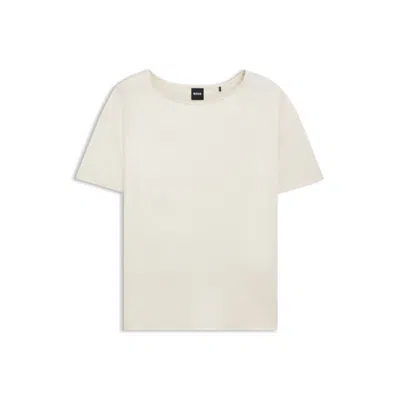 Hugo Boss Regular-fit Jersey Top With Stretch-silk Front In White
