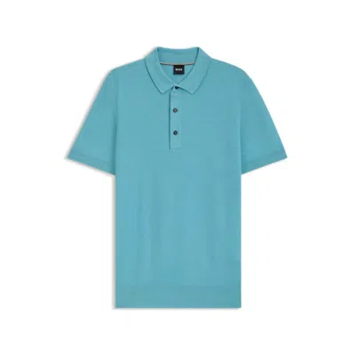 Hugo Boss Regular-fit Knit Polo Blended With Cotton