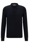 Hugo Boss Regular-fit Knit Polo In Wool, Silk And Cashmere In Black