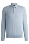 Hugo Boss Regular-fit Knit Polo Sweater In Cotton Jersey In Blue