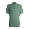 Hugo Boss Regular-fit Knit Polo With Mixed Structures In Green