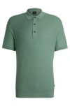 Hugo Boss Regular-fit Knit Polo With Mixed Structures In Light Green