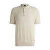 Hugo Boss Regular-fit Knit Polo With Mixed Structures In White