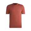 Hugo Boss Regular-fit Knit T-shirt In Silk And Cotton In Red