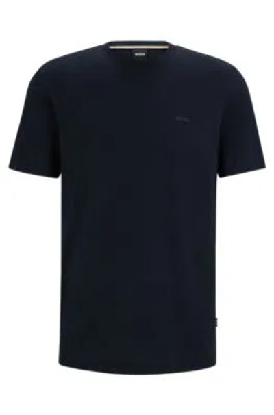 Hugo Boss Regular-fit Logo T-shirt In Cotton Jersey In Blue