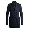 Hugo Boss Regular-fit Long-length Jacket In Denim-effect Twill In Blue