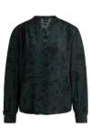 Hugo Boss Regular-fit Long-sleeved Blouse In Printed Silk In Patterned