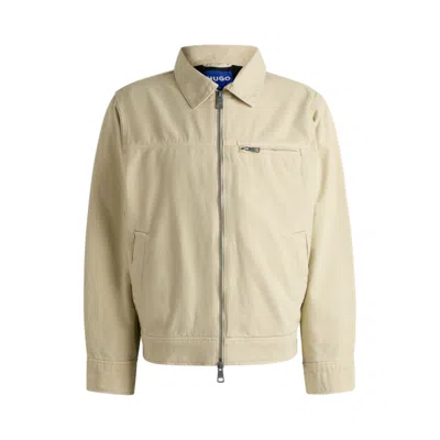 Hugo Boss Regular-fit Padded Jacket In Cotton Canvas In Beige