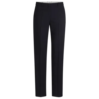 Hugo Boss Regular-fit Pants In Italian Virgin Wool In Black