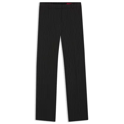Hugo Boss Regular-fit Pants With Sparkling Pinstripe In Black