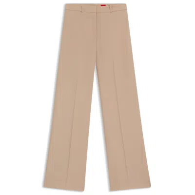 Hugo Boss Regular-fit Pants With Wide Leg In Stretch Fabric In Brown