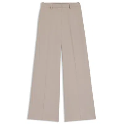 Hugo Boss Regular-fit Pants With Wide Leg In Stretch Fabric In Neutral
