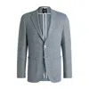Hugo Boss Regular-fit Patterned Blazer With Linen And Cotton In Blue