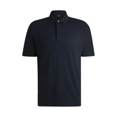 Hugo Boss Regular-fit Polo Shirt In Brushed Flannel In Blue