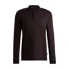 Hugo Boss Regular-fit Polo Shirt In Cotton And Cashmere In Brown
