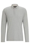 Hugo Boss Regular-fit Polo Shirt In Cotton And Cashmere In Gray