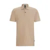 Hugo Boss Regular-fit Polo Shirt In Cotton And Linen In Beige