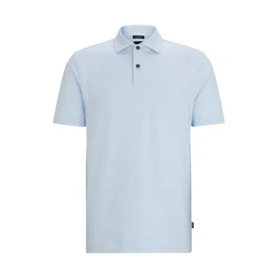 Hugo Boss Regular-fit Polo Shirt In Cotton And Linen In Blue