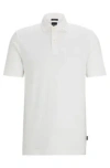 Hugo Boss Regular-fit Polo Shirt In Cotton And Linen In White