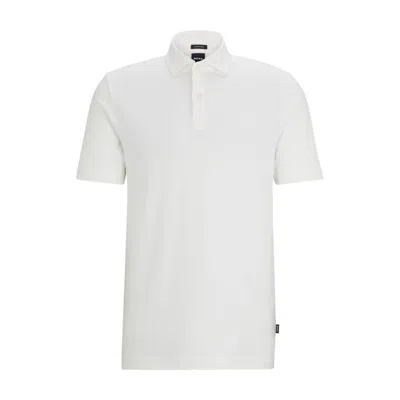 Hugo Boss 棉麻混纺混色polo衫 In White