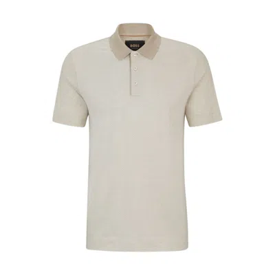 Hugo Boss Regular-fit Polo Shirt In Cotton And Silk In Light Beige