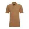 Hugo Boss Regular-fit Polo Shirt In Cotton And Silk In Brown