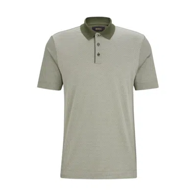 Hugo Boss Regular-fit Polo Shirt In Cotton And Silk In Green