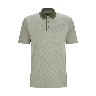 Hugo Boss Regular-fit Polo Shirt In Cotton And Silk In Light Green