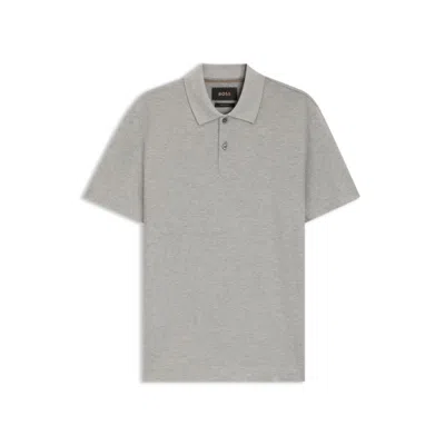Hugo Boss Regular-fit Polo Shirt In Cotton And Silk In Silver