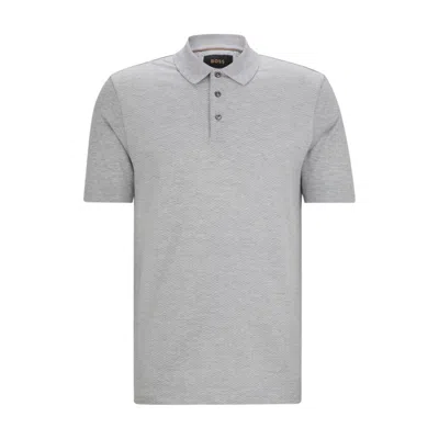 Hugo Boss Regular-fit Polo Shirt In Cotton And Silk In Silver