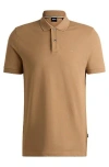 Hugo Boss Regular-fit Polo Shirt In Cotton With Embroidered Logo In Brown