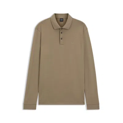 Hugo Boss Regular-fit Polo Shirt In Interlock Cotton In Brown