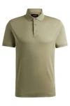 Hugo Boss Regular-fit Polo Shirt In Mercerised Italian Cotton In Light Green