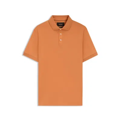 Hugo Boss Regular-fit Polo Shirt In Mercerized Cotton In Orange