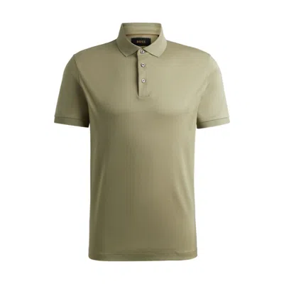 Hugo Boss Regular-fit Polo Shirt In Mercerized Cotton In Green