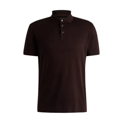 Hugo Boss Regular-fit Polo Shirt In Mercerized Cotton In Brown