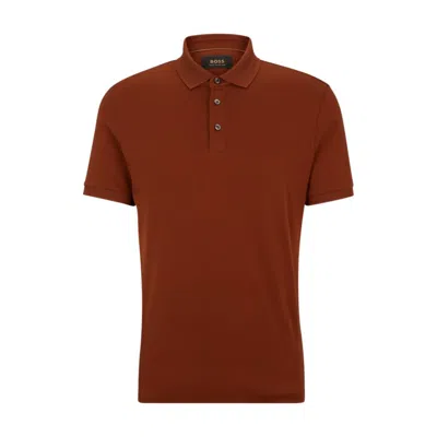 Hugo Boss Regular-fit Polo Shirt In Cotton And Silk In Red