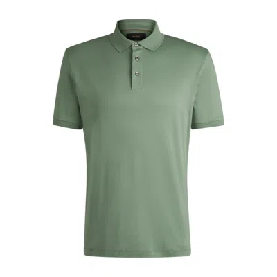 Hugo Boss Regular-fit Polo Shirt In Mercerized Italian Cotton In Green