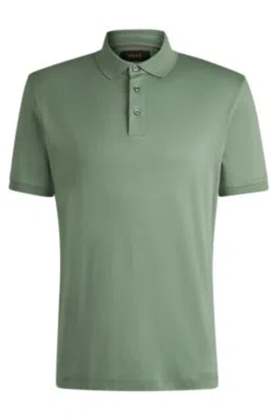 Hugo Boss Regular-fit Polo Shirt In Mercerized Italian Cotton In Green
