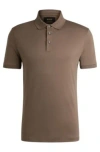 Hugo Boss Regular-fit Polo Shirt In Mercerized Italian Cotton In Light Green