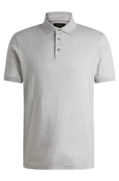 Hugo Boss Regular-fit Polo Shirt In Mercerized Italian Cotton In Light Grey