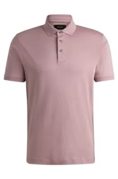 Hugo Boss Regular-fit Polo Shirt In Mercerized Italian Cotton In Light Pink