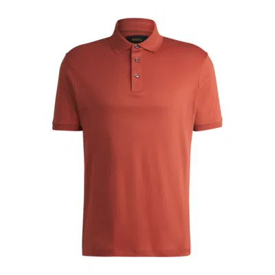 Hugo Boss Regular-fit Polo Shirt In Mercerized Italian Cotton In Red