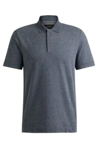 Hugo Boss Regular-fit Polo Shirt In Moulin Cotton And Silk In Dark Blue