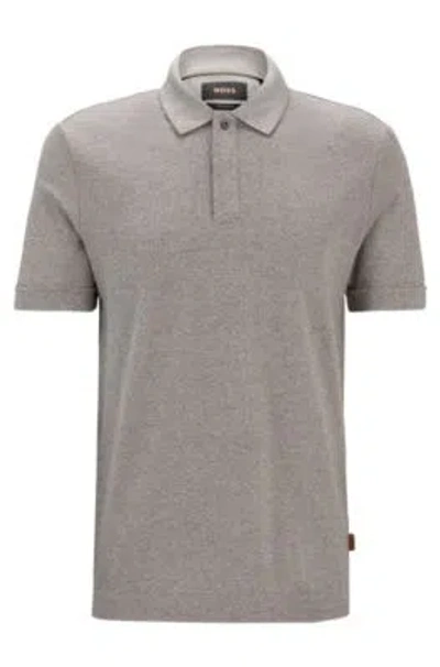 Hugo Boss Regular-fit Polo Shirt In Moulin Cotton And Silk In Light Green